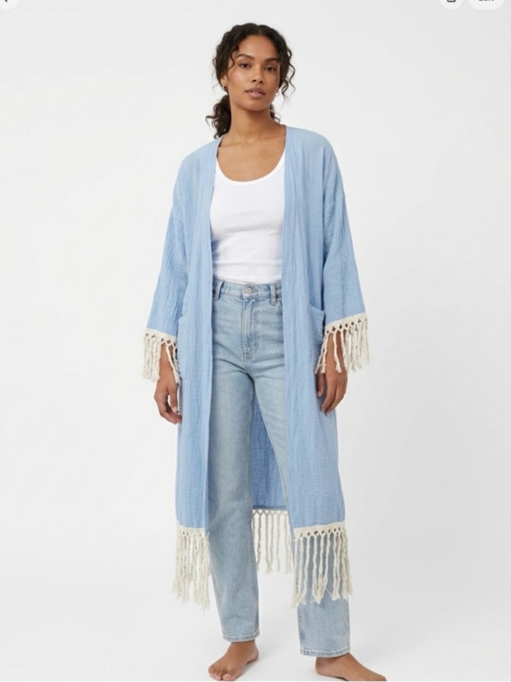 Women's Blue Fringe kimono size X-Large